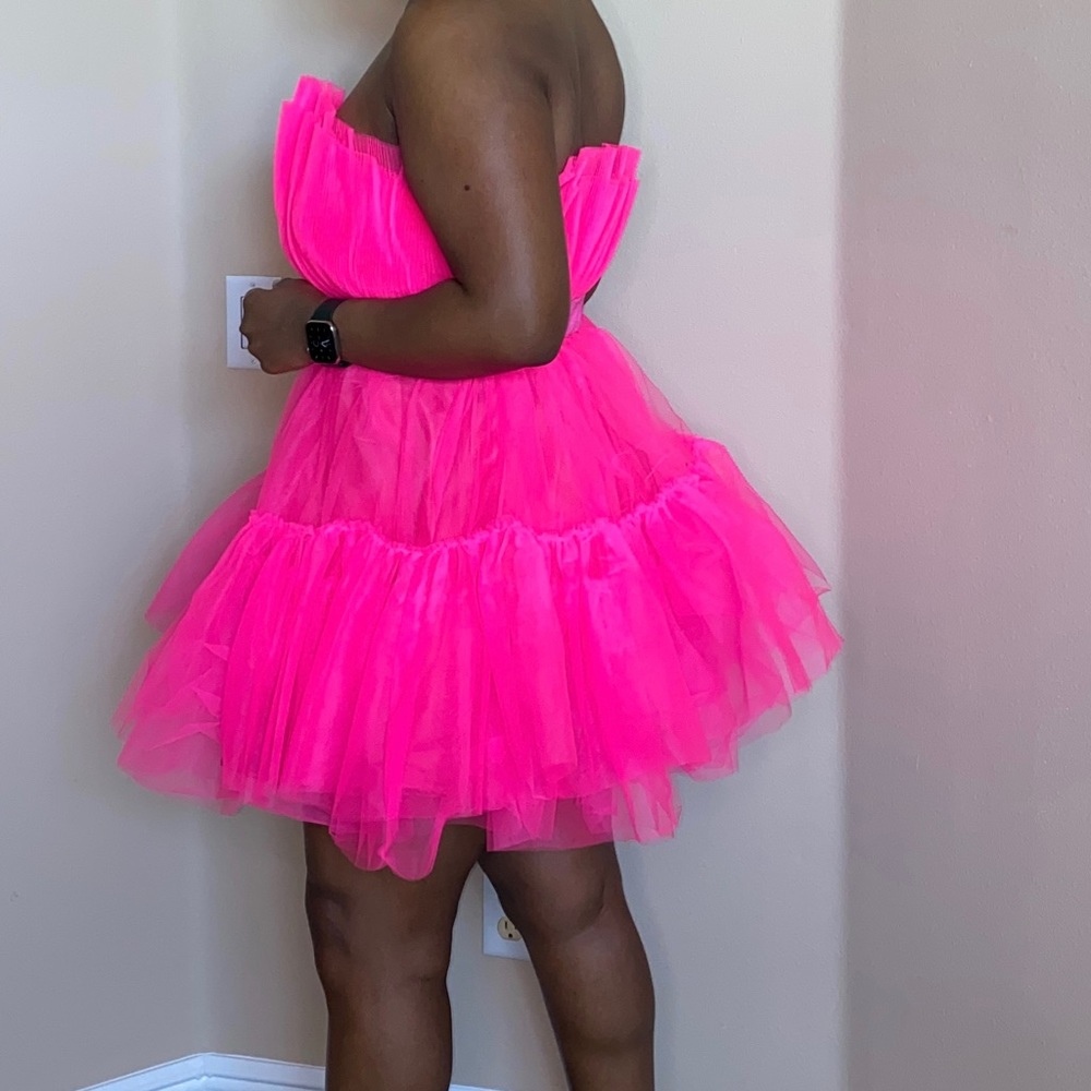 Bow Front Layered Mesh Dress
